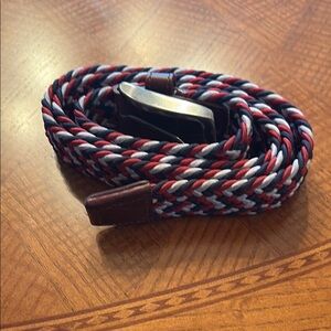Johnston & Murphy Red, Blue, and White Braided Belt